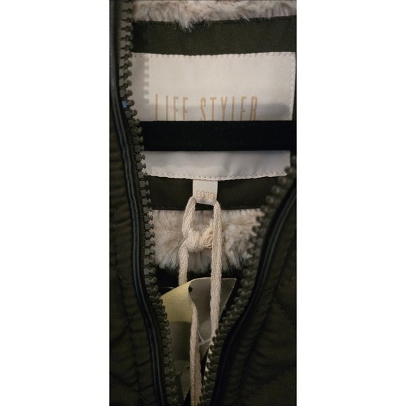 Quilted Hooded Jacket Dark Brown Faux Fur Lined Zip  Women 3XL - Picture 8 of 8